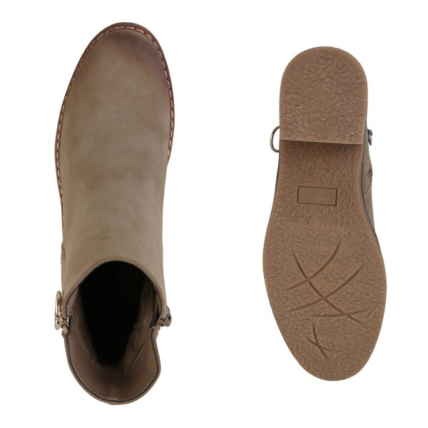 Stiefelparadies Damen Klassische Stiefeletten in Khaki Tägliche Deals