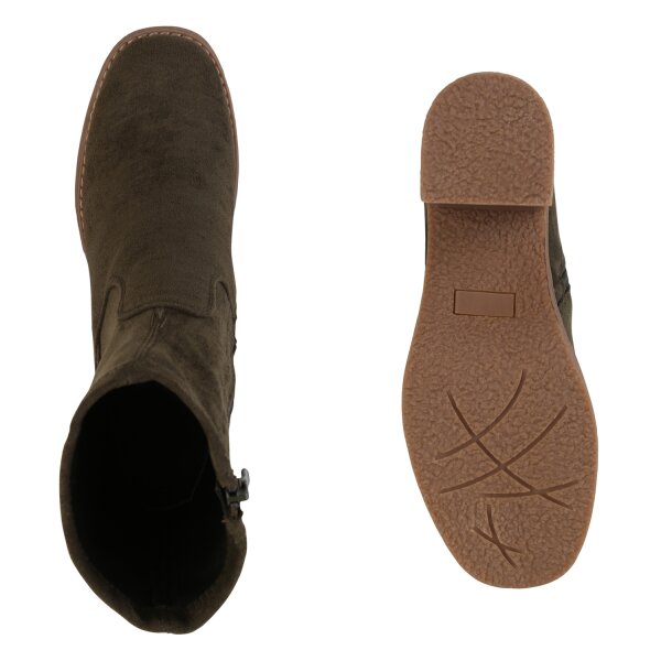Stiefelparadies Damen Klassische Stiefeletten in Olivgrün Sonderangebote