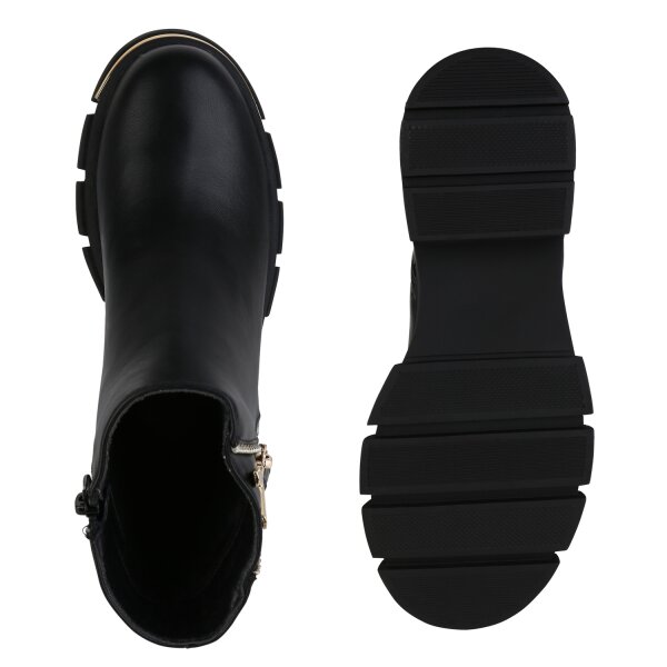 Stiefelparadies Damen Klassische Stiefeletten in Schwarz Riesige Ersparnisse