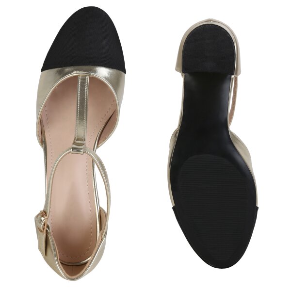 Stiefelparadies Damen Mary Janes in Gold Tiefpreis