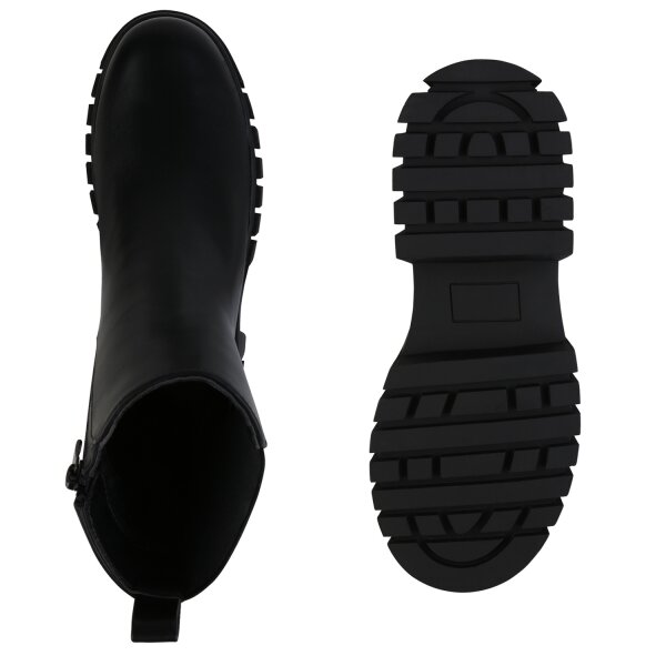 Stiefelparadies Damen Plateau Boots in Schwarz Super Sparpreis
