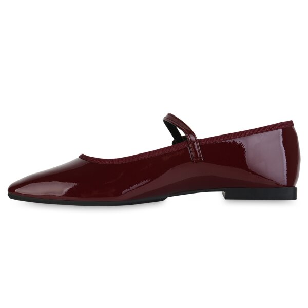 Stiefelparadies Damen Riemchenballerinas in Burgund Lack Wochenangebot