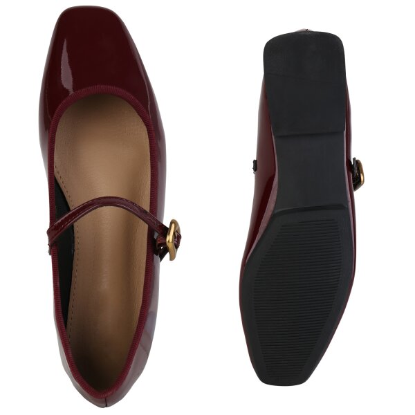 Stiefelparadies Damen Riemchenballerinas in Burgund Lack Wochenangebot