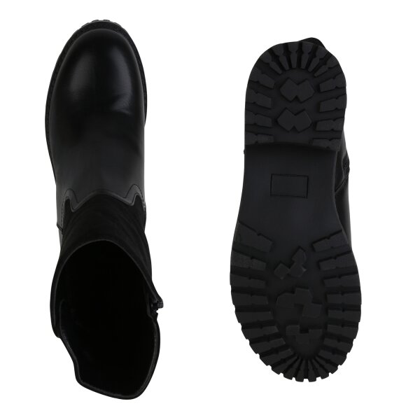 Stiefelparadies Damen Klassische Stiefeletten in Schwarz Letzte 2 Tage