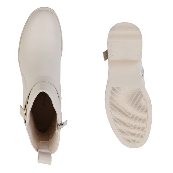 Stiefelparadies Damen Biker Boots in Beige Zeitbegrenzte Promotion