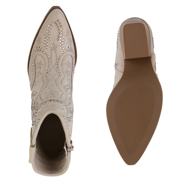 Stiefelparadies Damen Cowboy Boots in Beige Bis zu 60% Rabatt