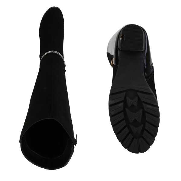 Stiefelparadies Damen High Heels in Schwarz Lack Sonderangebot der Fabrik