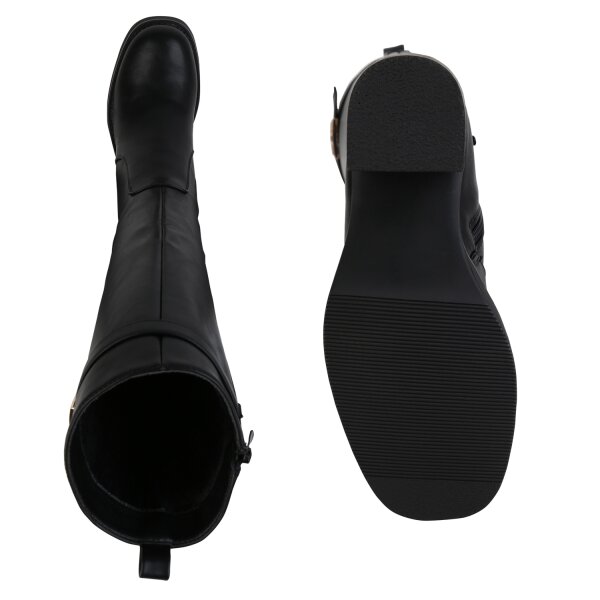 Stiefelparadies Damen Klassische Stiefel in Schwarz Discount Store für neue Produkte