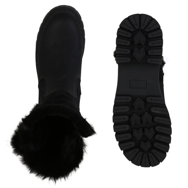 Stiefelparadies Damen Klassische Stiefeletten in Schwarz Kostenloser Versand international