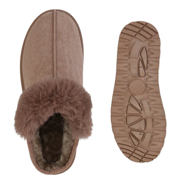 Stiefelparadies Damen Pantoffeln in Khaki Im Verkauf