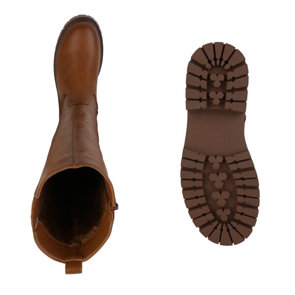 Stiefelparadies Damen Plateaustiefel in Hellbraun 2025