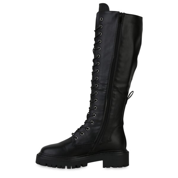 Stiefelparadies Damen Schnürstiefel in Schwarz Online