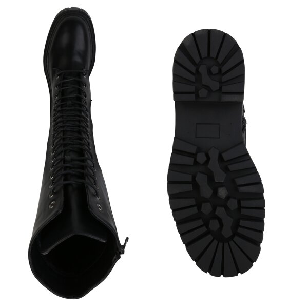 Stiefelparadies Damen Schnürstiefel in Schwarz Online