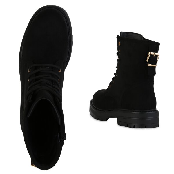Stiefelparadies Damen Schnürstiefeletten in Schwarz Verkauf