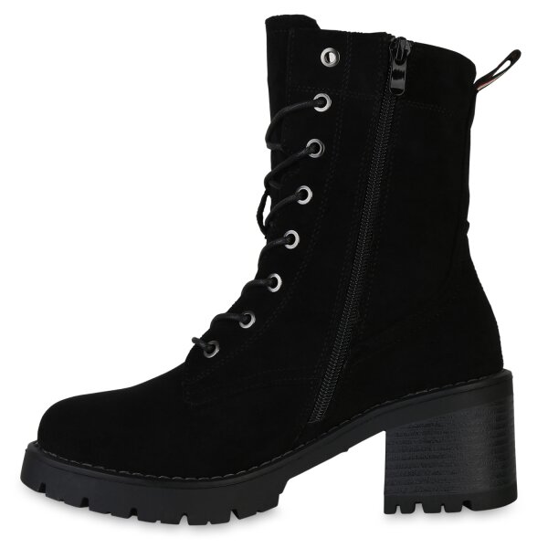 Stiefelparadies Damen Schnürstiefeletten in Schwarz Angebote