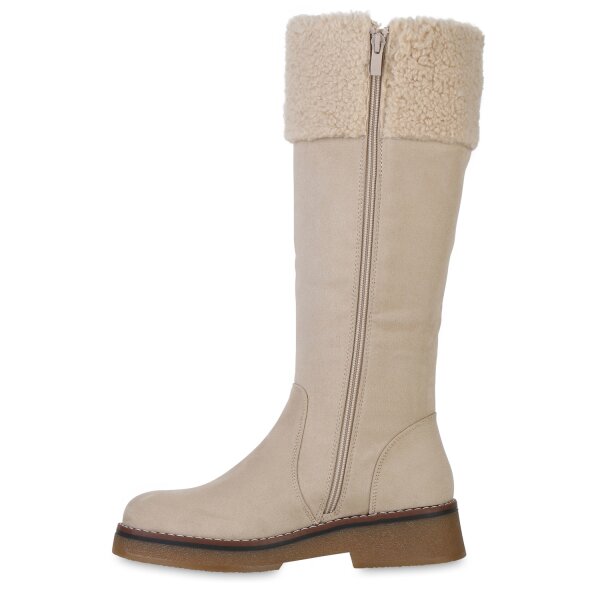 Stiefelparadies Damen Winterstiefel in Beige Kostenloser Versand