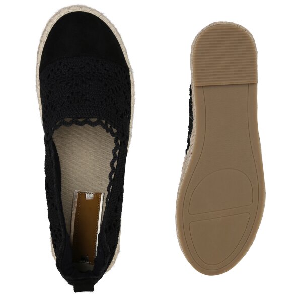 Stiefelparadies Damen Espadrilles in Schwarz Fabrik Onlineshop