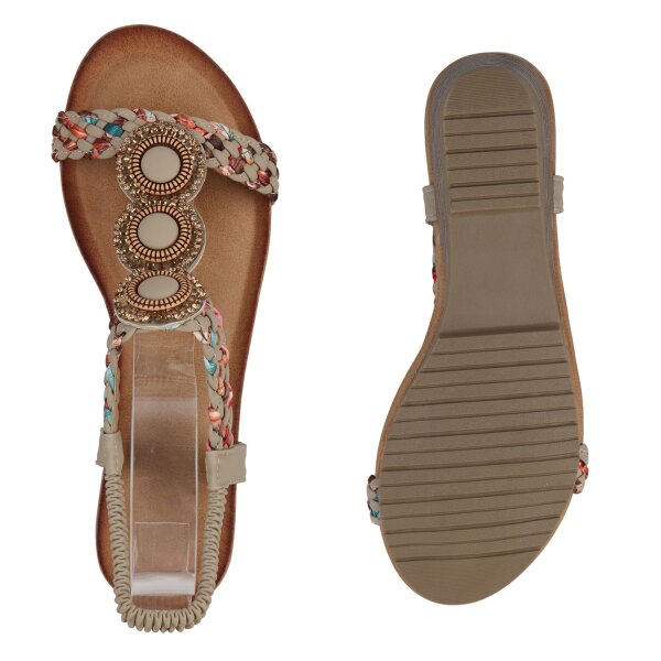 Stiefelparadies Damen Keilsandaletten in Khaki Flash Sale
