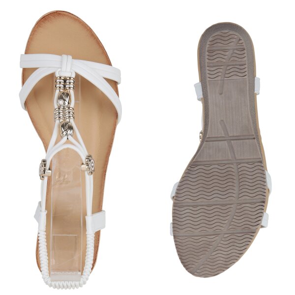 Stiefelparadies Damen Keilsandaletten in Weiss Online Outlet