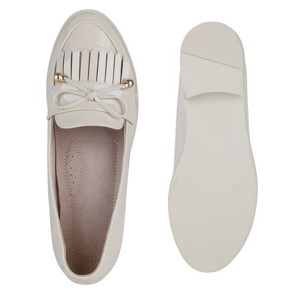 Stiefelparadies Damen Klassische Slippers in Beige Lack Tägliche Deals