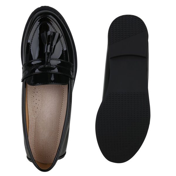 Stiefelparadies Damen Klassische Slippers in Schwarz Lack Riesige Ersparnisse