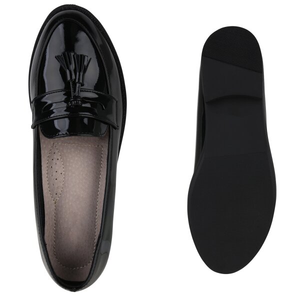 Stiefelparadies Damen Klassische Slippers in Schwarz Lack VIP-Rabatte