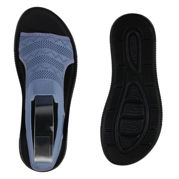 Stiefelparadies Damen Komfort Sandalen in Blau Wochenangebot