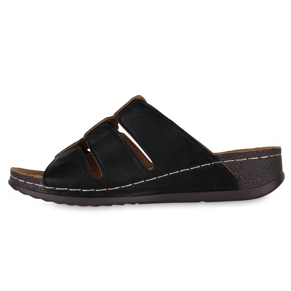 Stiefelparadies Damen Komfort Sandalen in Silber Neueste Stile