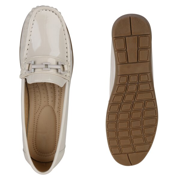 Stiefelparadies Damen Mokassins in Beige Lack Bis zu 55% Rabatt