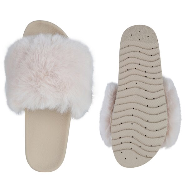 Stiefelparadies Damen Pantoletten in Beige Kostenloser Versand international