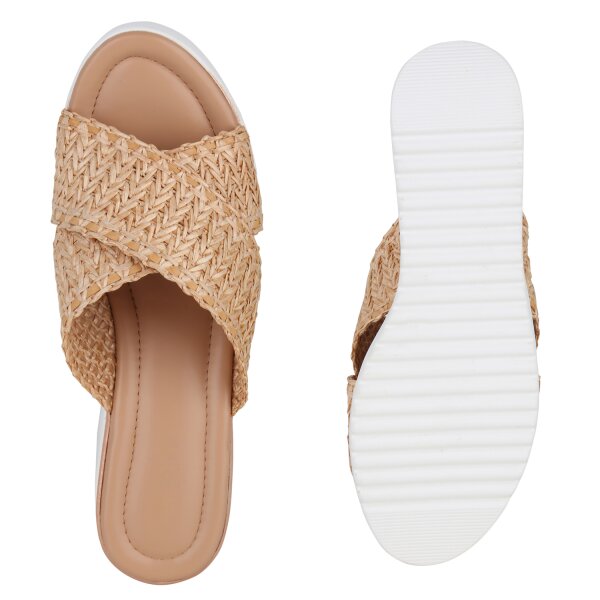 Stiefelparadies Damen Pantoletten in Beige zollfrei