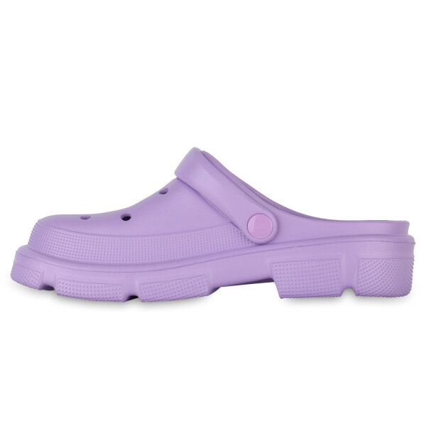 Stiefelparadies Damen Pantoletten in Helllila im Angebot