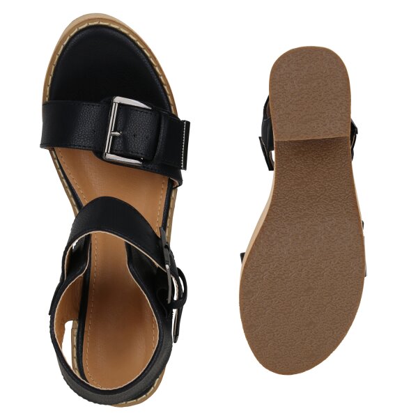 Stiefelparadies Damen Plateau Sandaletten in Schwarz Online Shopping