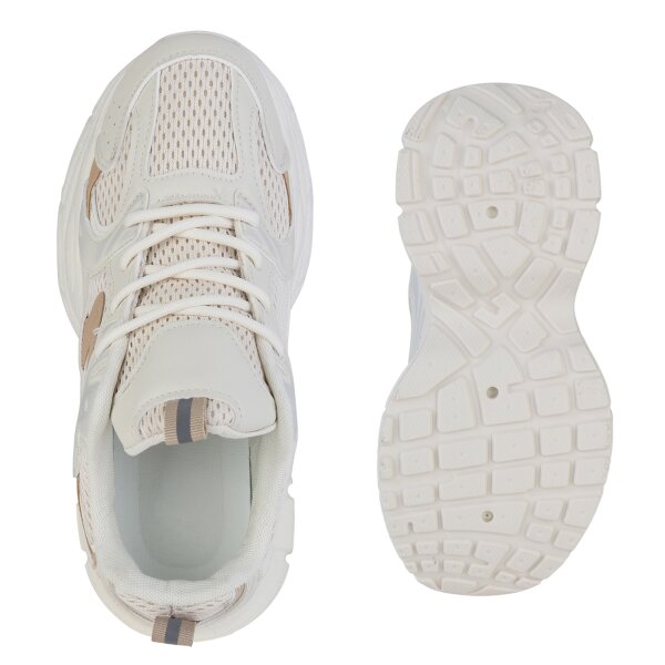 Stiefelparadies Damen Plateau Sneaker in Creme Hellbraun Cyber Monday