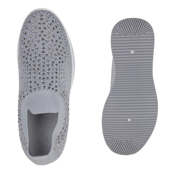 Stiefelparadies Damen Plateau Sneaker in Grau Osterangebot