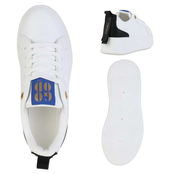 Stiefelparadies Damen Plateau Sneaker in Weiss Heißer Verkauf