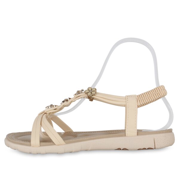 Stiefelparadies Damen Riemchensandalen in Beige Neuheiten