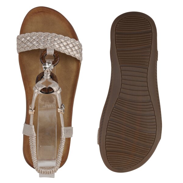 Stiefelparadies Damen Riemchensandalen in Gold Saisonale Angebote