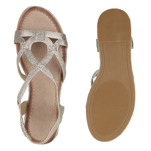 Stiefelparadies Damen Riemchensandalen in Gold Räumungsverkauf