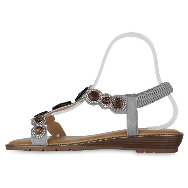 Stiefelparadies Damen Riemchensandalen in Grau Sonderangebote
