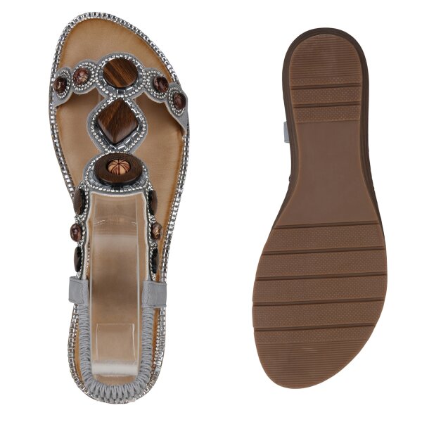 Stiefelparadies Damen Riemchensandalen in Grau Sonderangebote