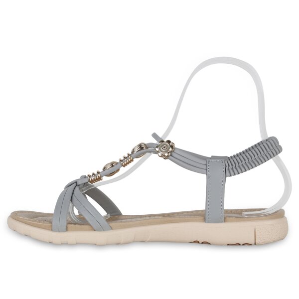 Stiefelparadies Damen Riemchensandalen in Grau Riesige Ersparnisse