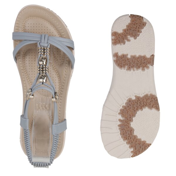 Stiefelparadies Damen Riemchensandalen in Grau Riesige Ersparnisse