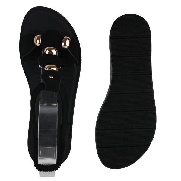 Stiefelparadies Damen Riemchensandalen in Schwarz Tiefpreis