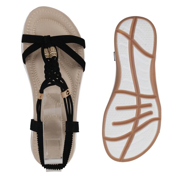 Stiefelparadies Damen Riemchensandalen in Schwarz Wochenangebot