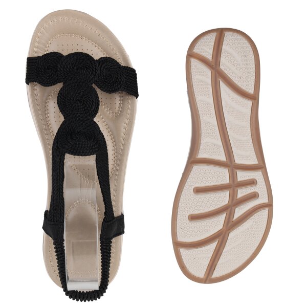 Stiefelparadies Damen Riemchensandalen in Schwarz Letzte 3 Tage