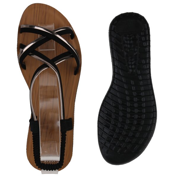 Stiefelparadies Damen Riemchensandalen in Schwarz Bronze Metallic JETZT KAUFEN