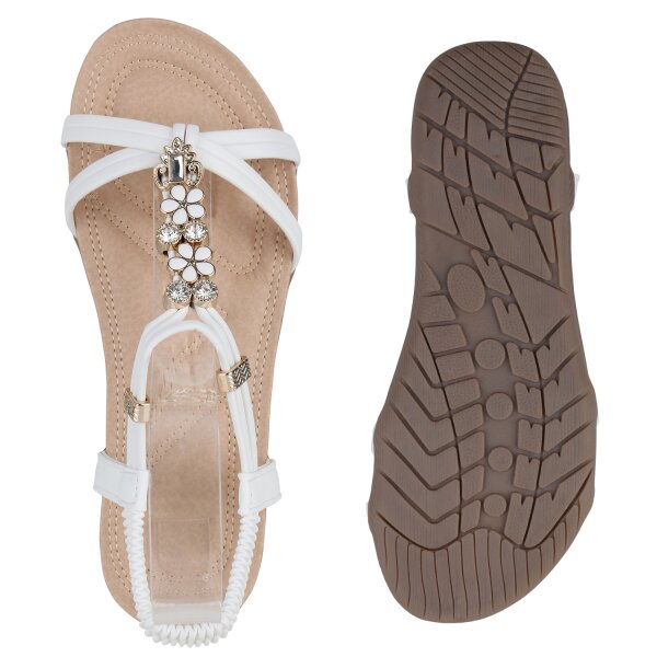 Stiefelparadies Damen Riemchensandalen in Weiss Letzter Tag
