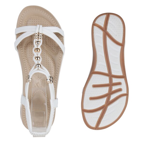 Stiefelparadies Damen Riemchensandalen in Weiss Bis zu 50% Rabatt
