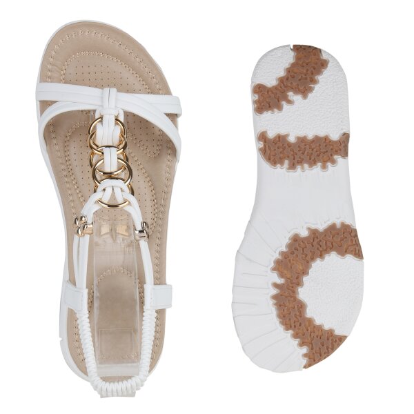Stiefelparadies Damen Riemchensandalen in Weiss Bis zu 65% Rabatt